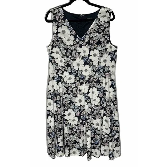 Ann Taylor Dress 16 Floral Cotton Poplin Lined Cottage Wedding Shower Modest Tea - Picture 1 of 14